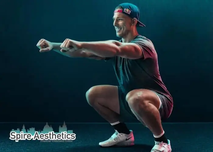 Image of man build leg muscle Bagshot through exercise